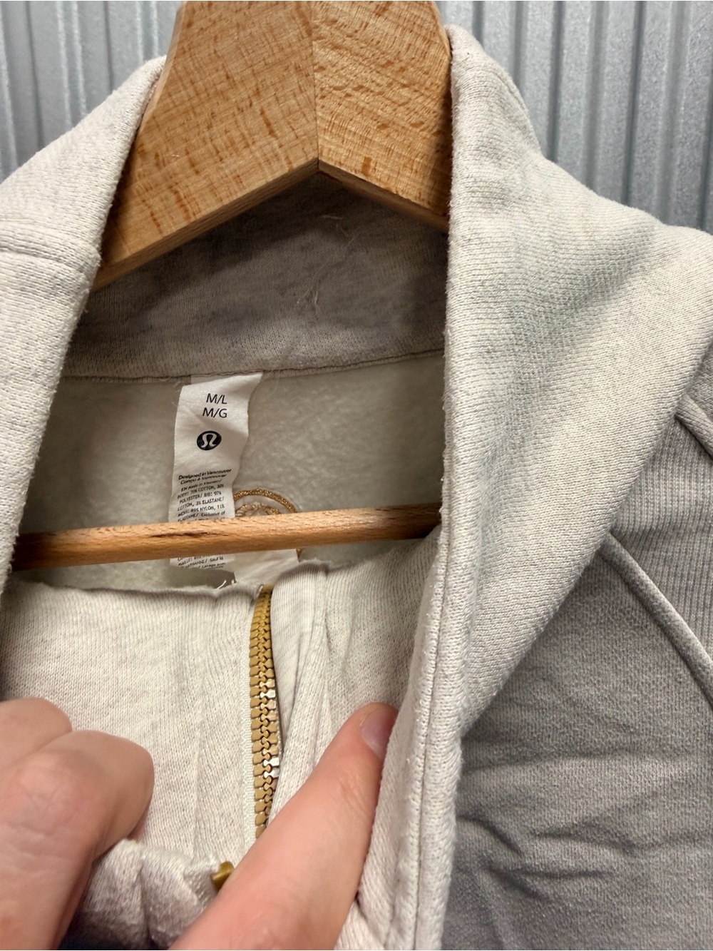Lululemon Scuba Oversized Half-Zip Funnel Neck *Long - Heathered Light Grey/Gold - Picture 4 of 6